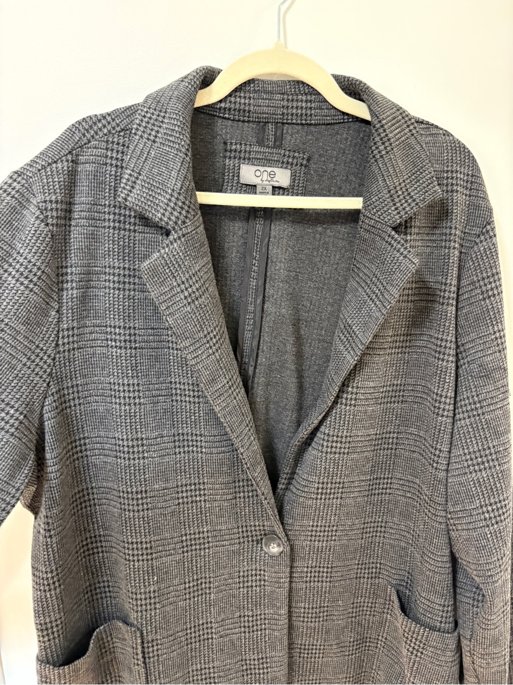 Grey Long Jacket Sweater Plus Size 2X Pockets Office Business Preppy Neutral - Picture 4 of 12